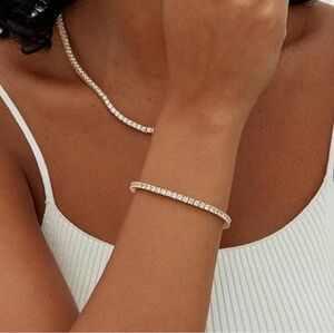 14k Yellow Gold Womens Tennis Bracelet Round Stones Classic Dainty Delicate